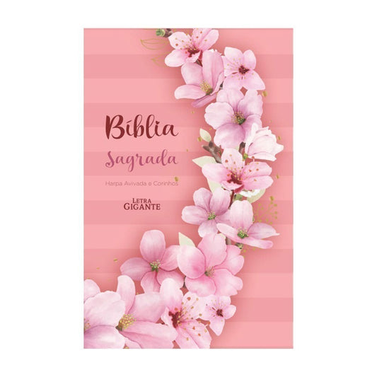 Biblia Sagrada RC Letra Gigante Com Harpa Avivada E Corinhos Capa Dura Ramos Flores