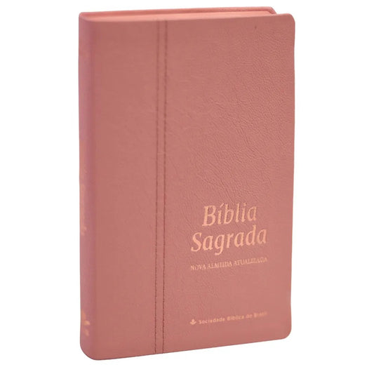 Biblia Sagrada | NAA | Letra Normal | Capa Couro Legitimo Rosa