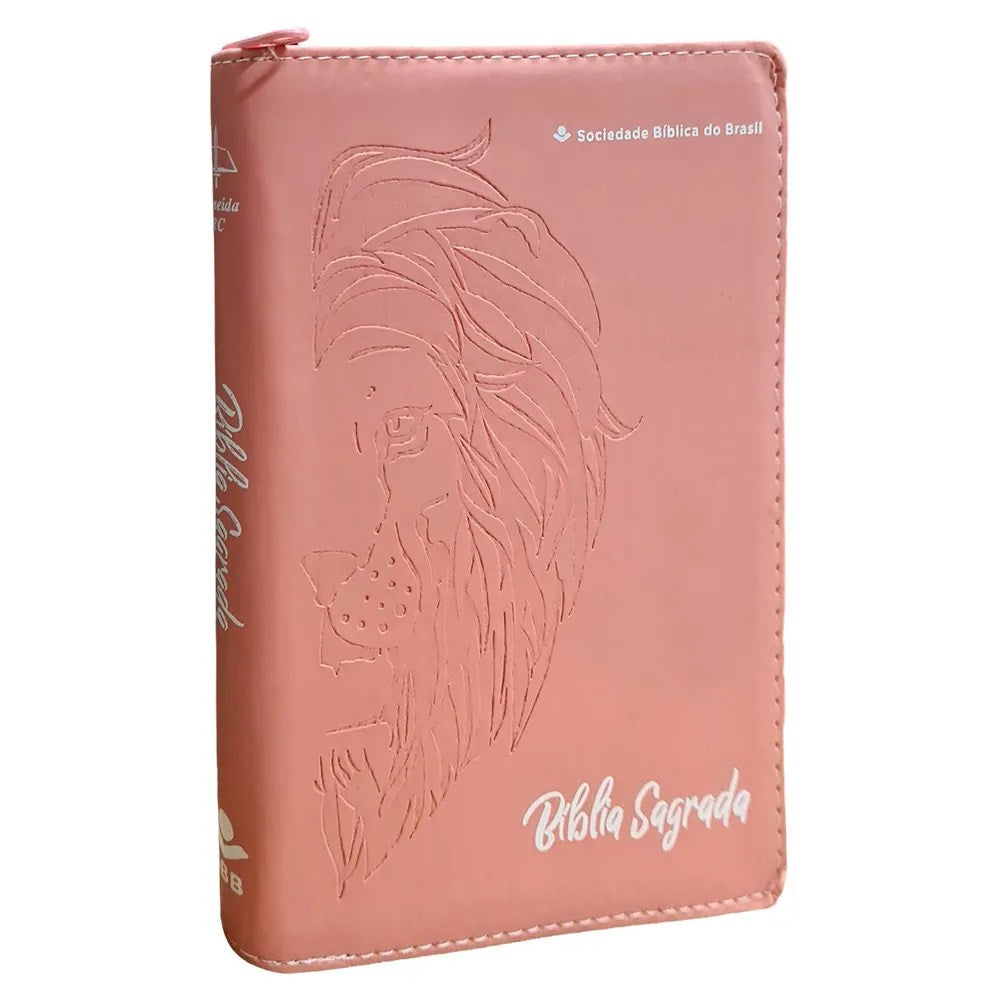 Holy Bible | ARC | Large Print | Luxury Pink Lion Cover with Zipper
