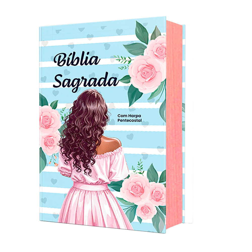 Bíblia Sagrada NVA - Letra Grande - Textos Coloridos - Capa Dura Menina Azul