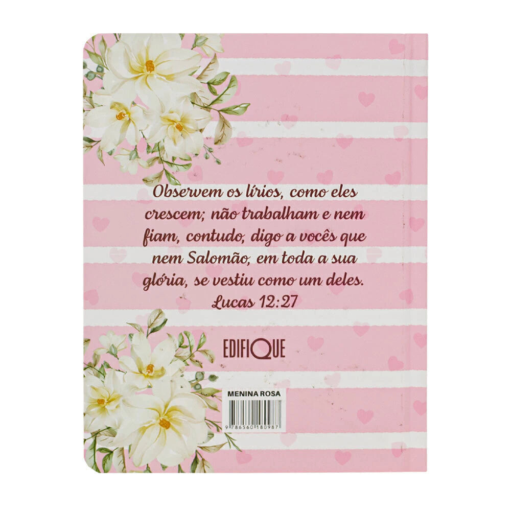 Bíblia Sagrada NVA - Letra Grande - Textos Coloridos - Capa Dura Menina Rosa
