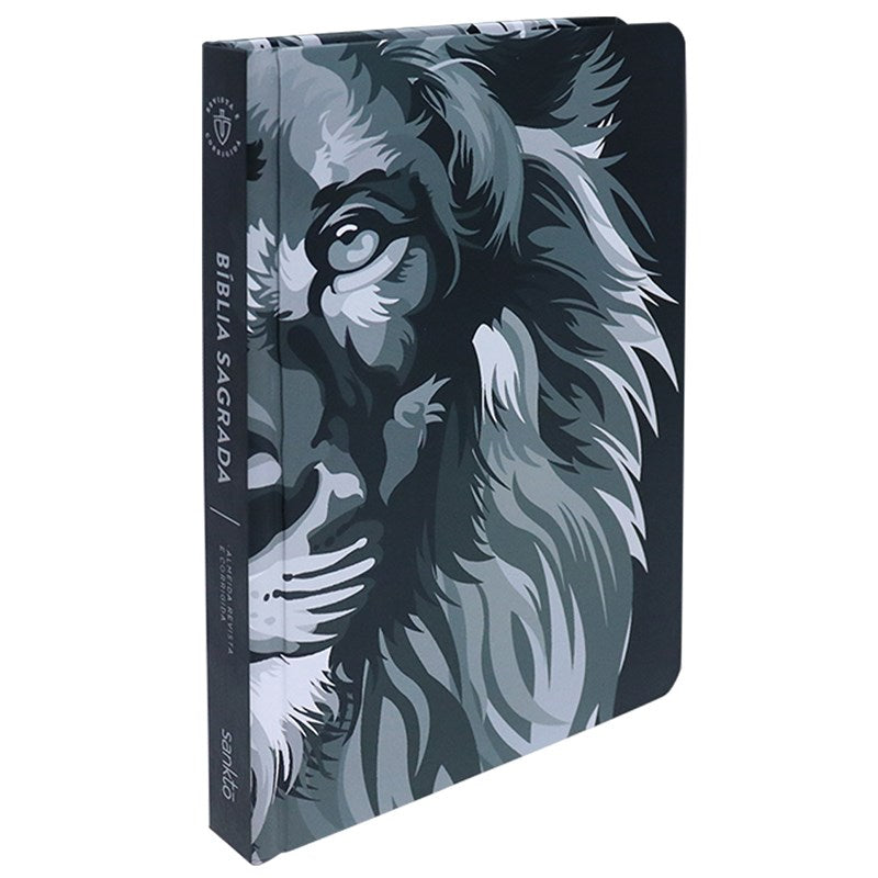 Holy Bible with Harp | ARC | Normal Font | Hard Cover Lion Colors Black and White