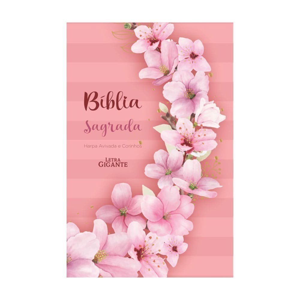 Biblia Sagrada RC Letra Gigante Com Harpa Avivada E Corinhos Capa Dura Ramos Flores