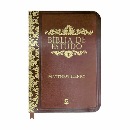 Bíblia De Estudo Matthew Henry - Capa Luxo Marrom