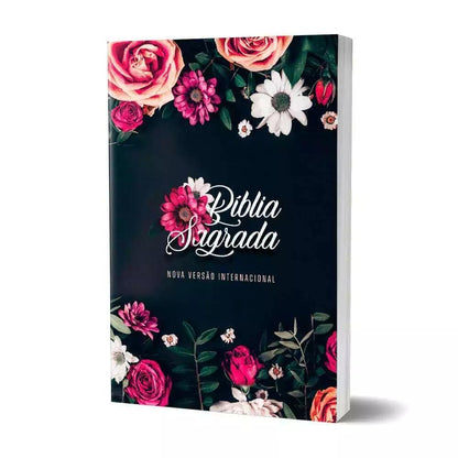 Bíblia Sagrada NVI Letra Média Brochura Flores Pink
