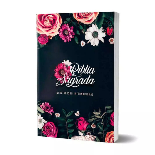 Bíblia Sagrada NVI Letra Média Brochura Flores Pink