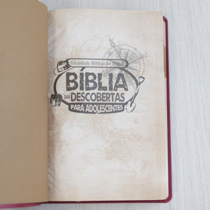 Bíblia das Descobertas para Adolescentes | Letra Normal | NTLH | Capa Luxo Rosa