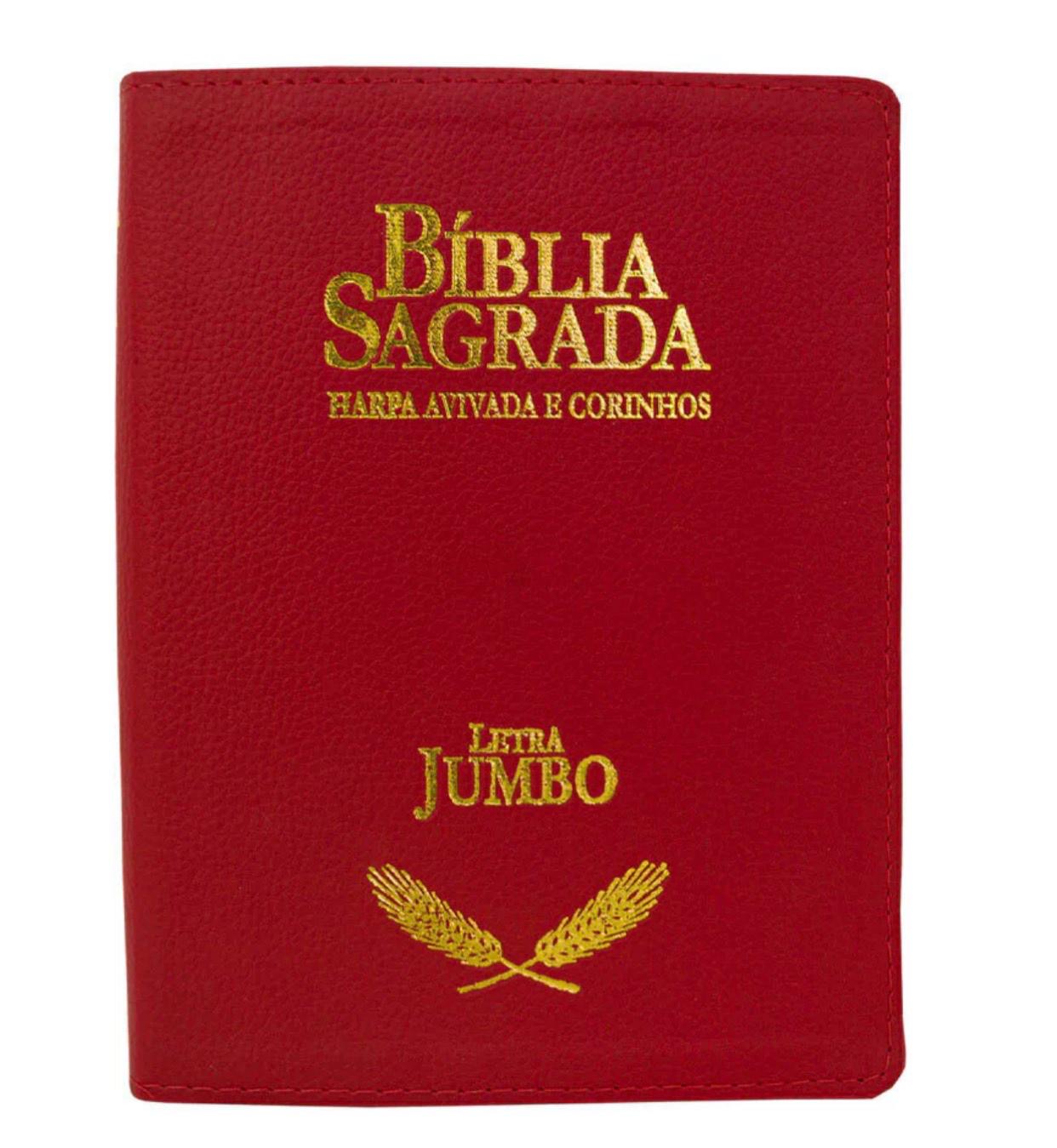 Bíblia ARC Letra Jumbo Com Harpa Avivada e Corinhos - Capa Vermelha