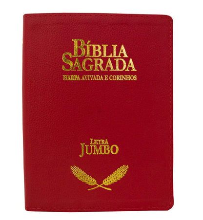 Bíblia ARC Letra Jumbo Com Harpa Avivada e Corinhos - Capa Vermelha