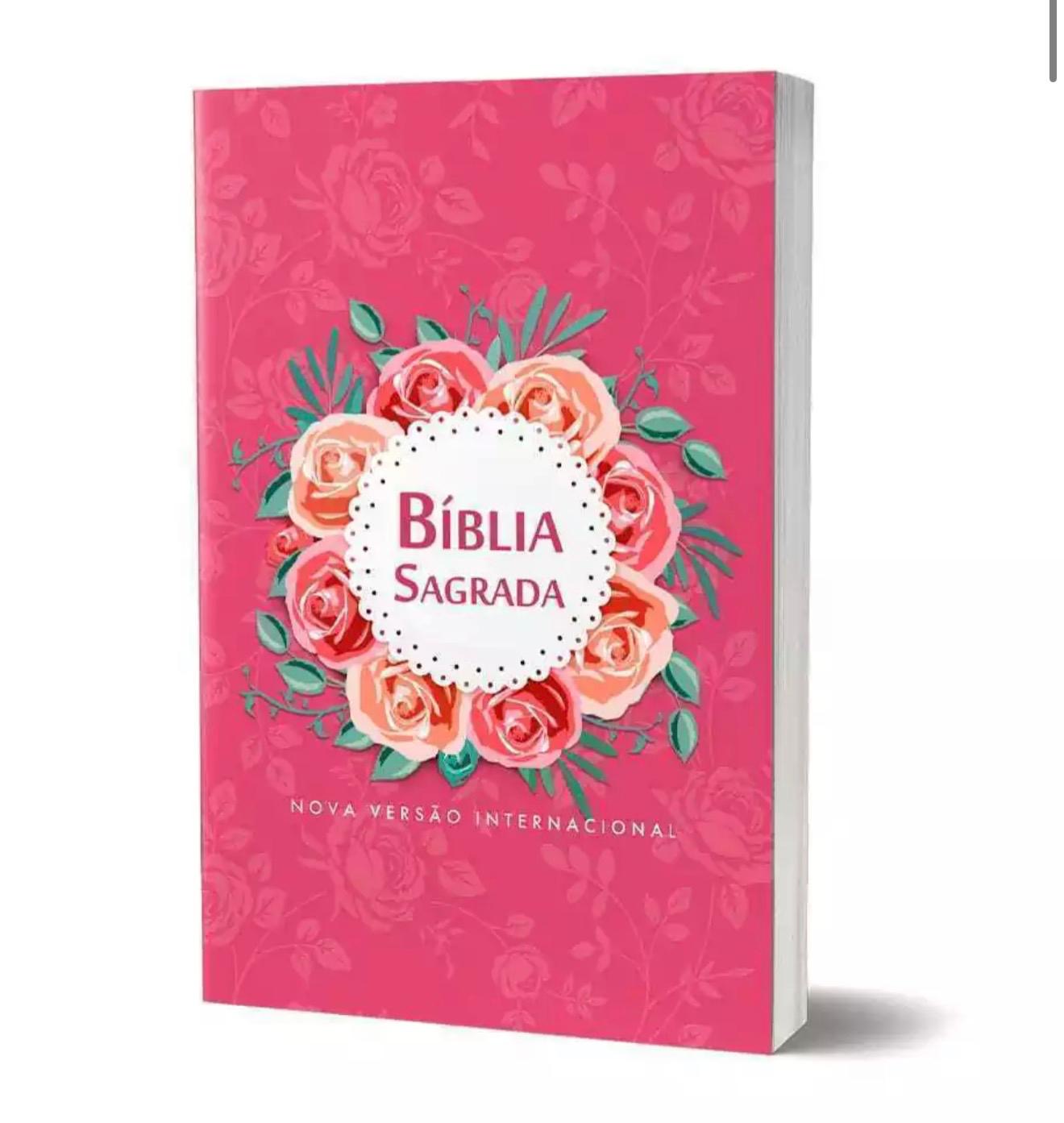 Bíblia Sagrada NVI Letra Média Brochura Rosas