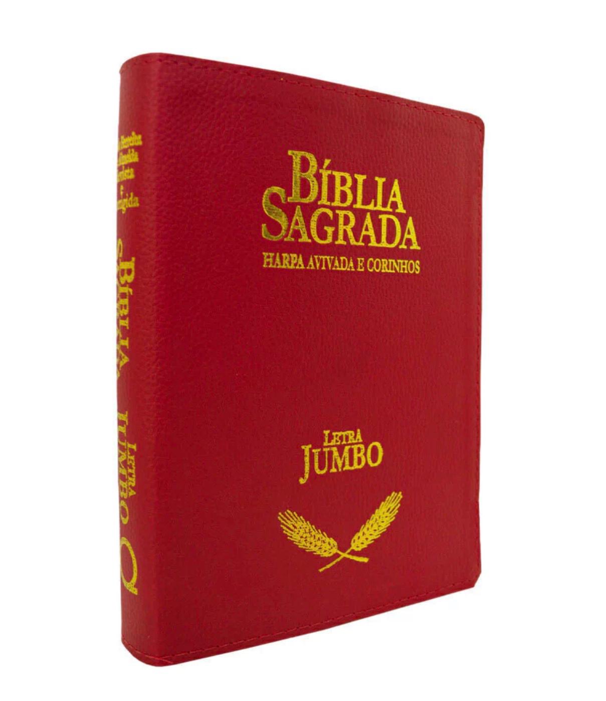 Bíblia ARC Letra Jumbo Com Harpa Avivada e Corinhos - Capa Vermelha