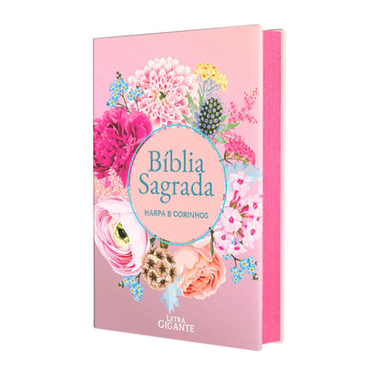 Bíblia Sagrada RC Letra Gigante Com Harpa Avivada E Corinhos Capa Dura Circulo Flores