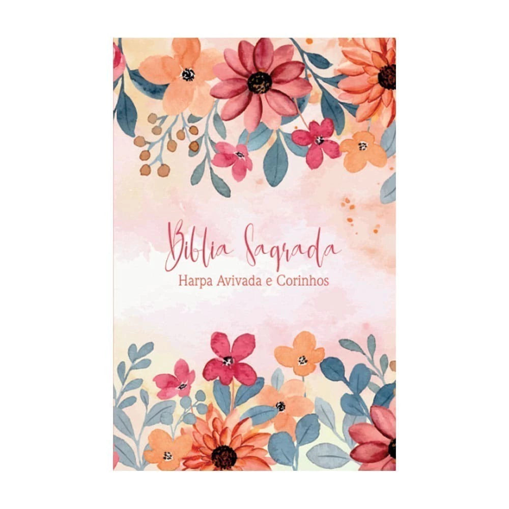 Bíblia RC Slim Capa Dura Com Harpa Avivada E Corinhos Flores Aquarela