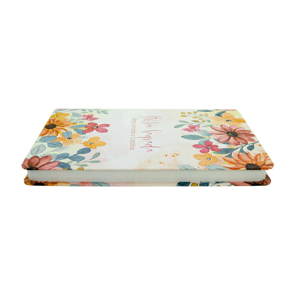 Bíblia RC Slim Capa Dura Com Harpa Avivada E Corinhos Flores Aquarela