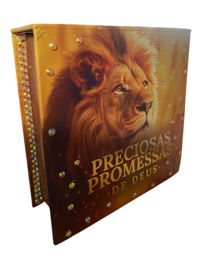 Preciosas Promessas de Deus Pedrinhas  Feminina | Caixinha de Promessas | Leão Dourado