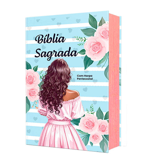 Bíblia Sagrada NVA - Letra Grande - Textos Coloridos - Capa Dura Menina Azul