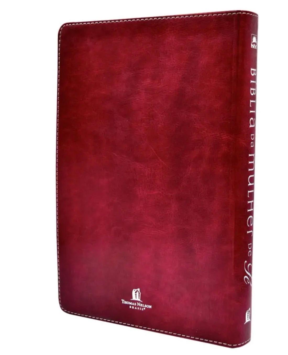 Bíblia da Mulher de Fé | Letra Normal | Capa Couro Vermelha
