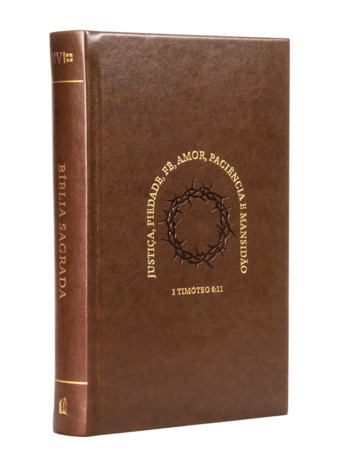 Biblia NVI | Letras De Jesus Em Destaque | Capa Dura | Marrom