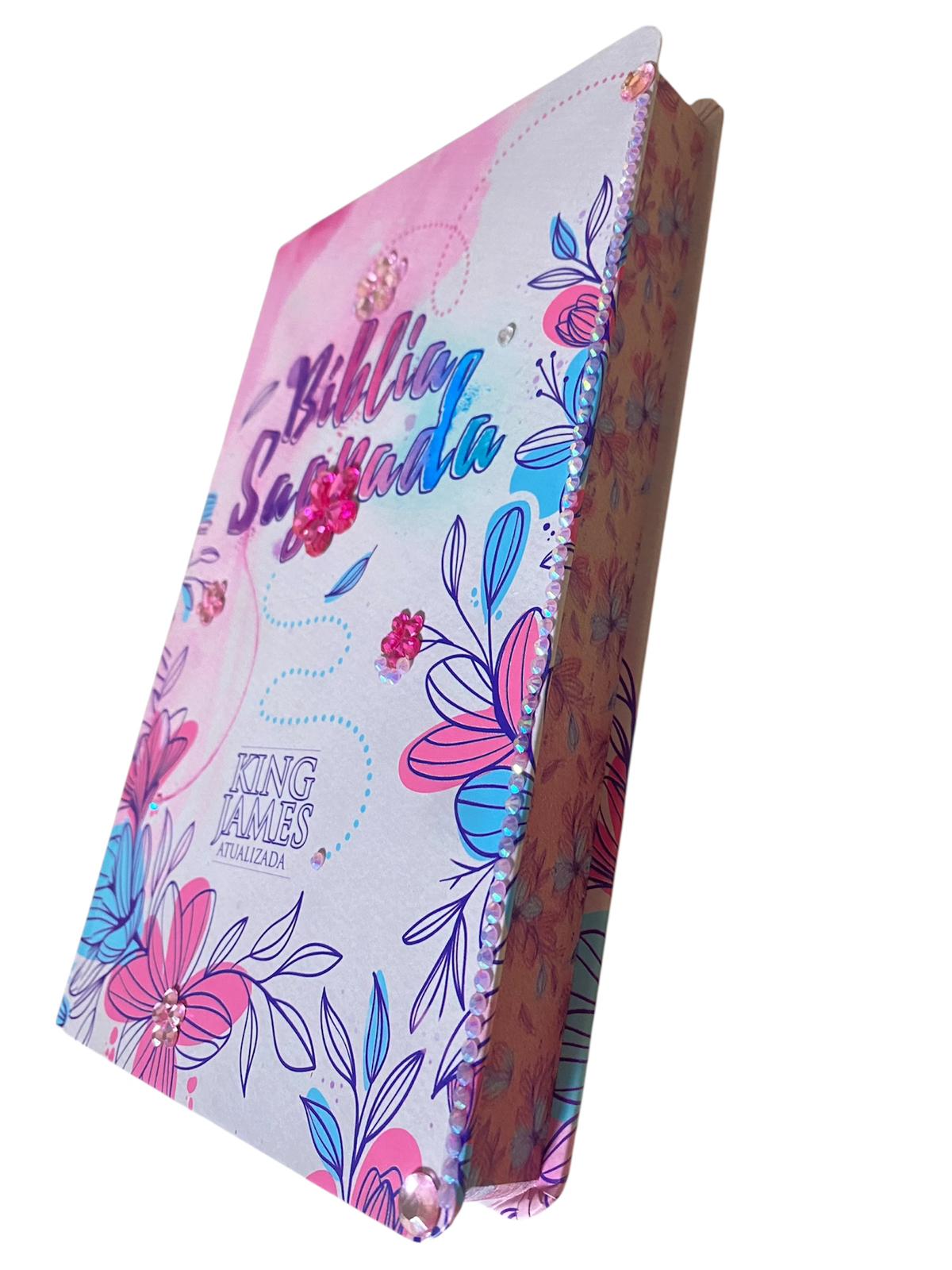Bíblia Slim | KJA | Capa Dura | Floral Pedrinhas