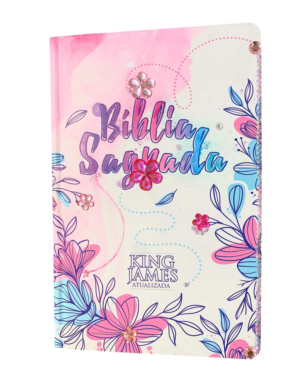 Bíblia Slim | KJA | Capa Dura | Floral Pedrinhas
