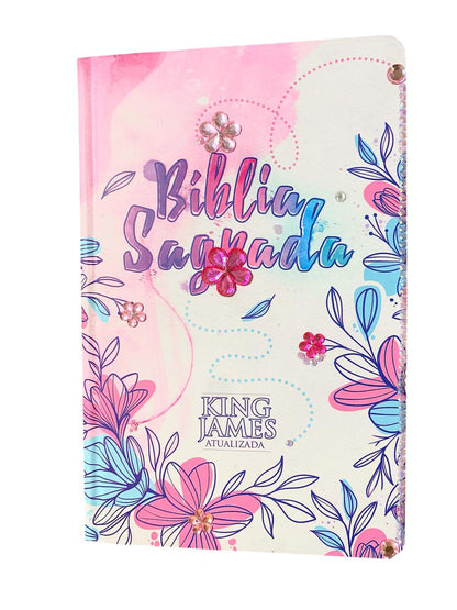 Bíblia Slim | KJA | Capa Dura | Floral Pedrinhas