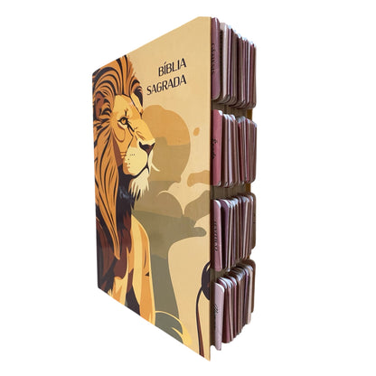 Bíblia Sagrada Capa Leão Abas  | NVI | Letra Normal | Capa Dura