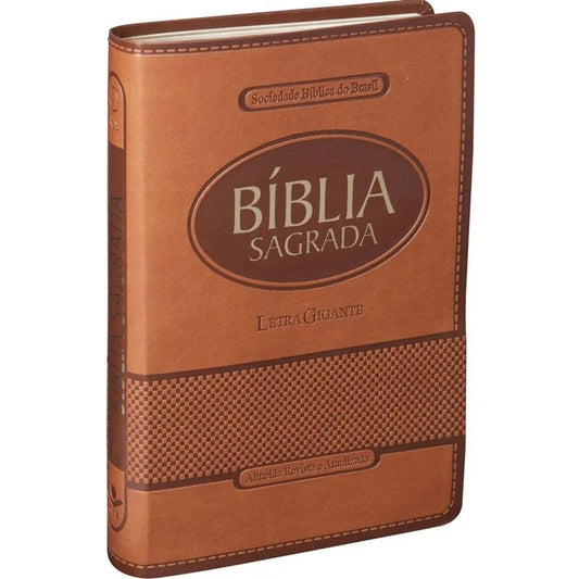 Biblia Sagrada | Letra Gigante | ARA | Capa Marrom Claro Luxo | c/ Indice