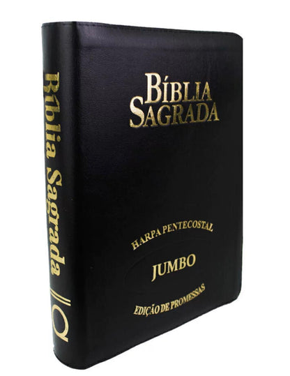 Bíblia ARC Letra Jumbo Zíper Com Harpa Avivada e Corinhos - Capa Preta