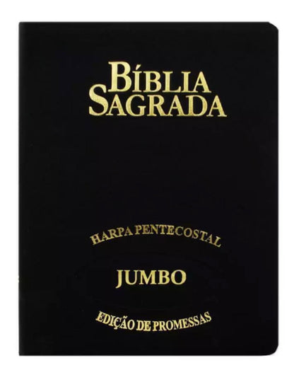 Bíblia ARC Letra Jumbo Zíper Com Harpa Avivada e Corinhos - Capa Preta
