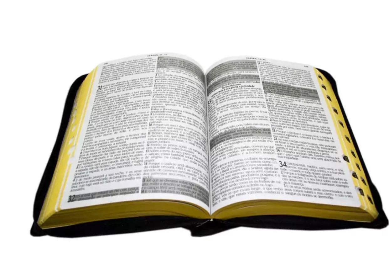 Bíblia ARC Letra Jumbo Zíper Com Harpa Avivada e Corinhos - Capa Preta