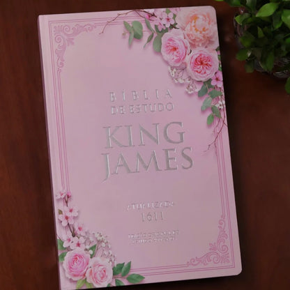 Bíblia Estudo King James 1611 Rosa Floral