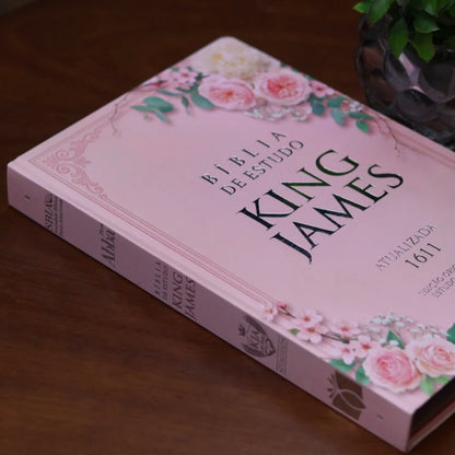 Bíblia Estudo King James 1611 Rosa Floral